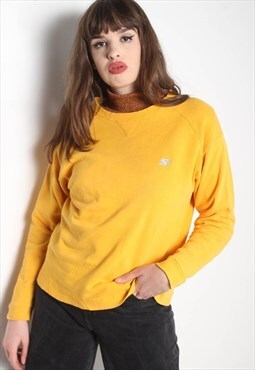 Vintage Starter Sweatshirt Embroidered Logo Yellow RL