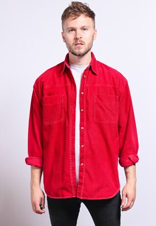 VINTAGE CORDUROY CORD SHIRT RED
