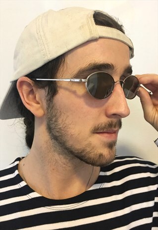 VINTAGE 90S SLIM OVAL METALLIC SUNGLASSES