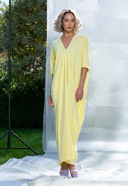 Yellow Caftan Dress for Spring Summer