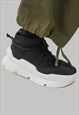 PLATFORM SNEAKERS CHUNKY SOLE TRAINERS RAVER SHOES BLACK 