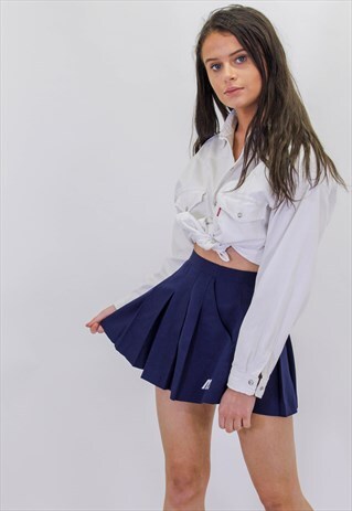 VINTAGE BLUE TENNIS RUFFLES MINI SKIRT