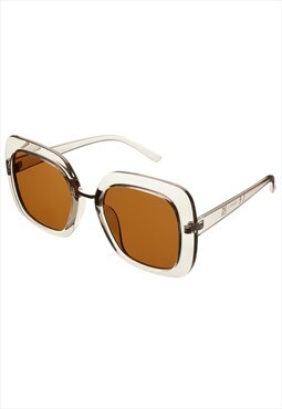 Butterfly Sunglasses in Clear Grey with Brown lens