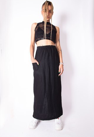 VINTAGE 90S LINEN MAXI SKIRT ID:8070