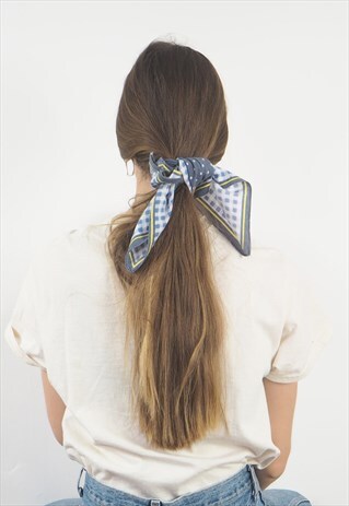 VINTAGE BLUE POLKA DOT BANDANA SCARF
