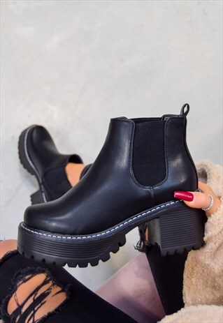 STEP TO Chunky Platform Chelsea Boots 