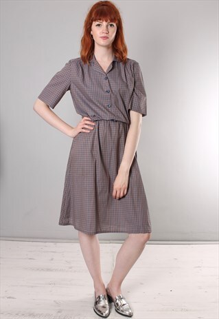 VINTAGE 70S CHECK SHIRT DRESS
