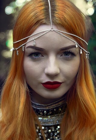 SILVER HEADCHAIN, HEADCHAIN, FESTIVAL HAIR, BOHO HAIR