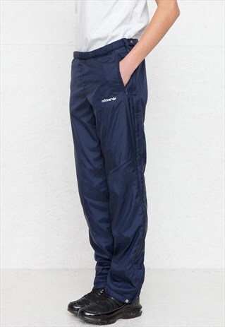 VINTAGE RETRO NAVY ADIDAS TRACK BOTTOMS JOGGERS