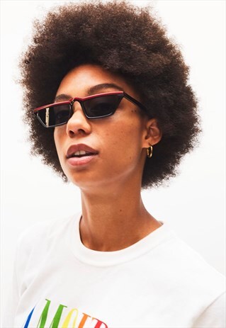 KAREN - BLACK AND RED SKINNY ANGULAR FRAME SUNGLASSES
