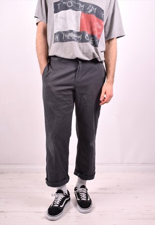 DICKIES MENS VINTAGE TROUSERS W34 L30 GREY 90S