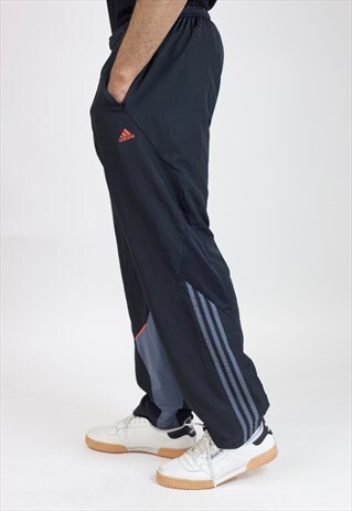 VINTAGE 90'S ADIDAS BLACK/GREY TRACKSUIT BOTTOMS