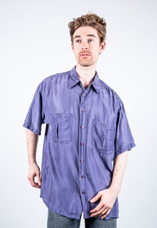 VINTAGE 1980S PURPLE SILK SHIRT