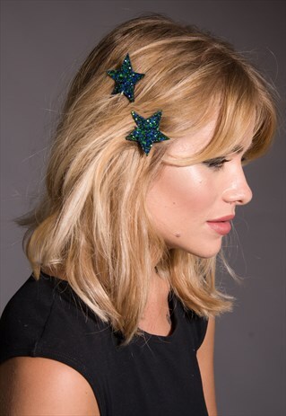 STAR HAIR CLIPS, MERMAID HAIR ACCESSORY, GLITTER HAIR CLIPS