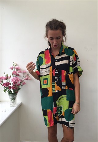 CRAZY PATTERN OVERSIZED RETRO VINTAGE UNISEX FESTIVAL SHIRT
