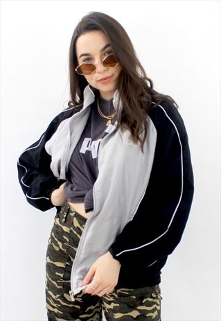 90'S RETRO GREY OVERSIZED FESTIVAL TRACK JACKET