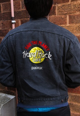 VINTAGE HARD ROCK CAFE BLACK DENIM JACKET