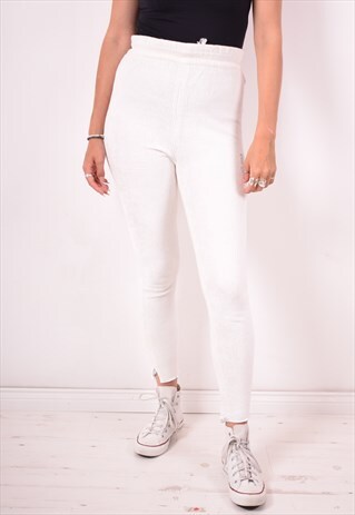 ELLESSE WOMENS VINTAGE CORDUROY TROUSERS W30 L26 WHITE 90S