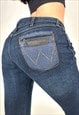 VINTAGE 00S WRANGLER MEGAN DARK DENIM LOW RISE FLARE JEANS