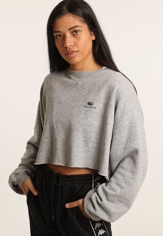 VINTAGE LACOSTE EMBROIDERED LOGO CROPPED SWEATSHIRT