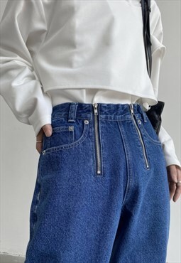 Women's design double zip blue jeans a vol.2