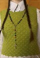 VINTAGE 00S ROSARY NECKLACE WITH BEADS CROSS PENDENT