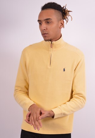POLO RALPH LAUREN MENS VINTAGE SWEATSHIRT JUMPER SMALL YELLO