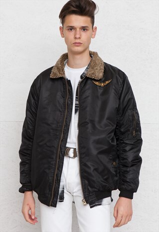 VINTAGE BLACK BOMBER JACKET