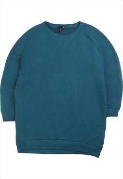 Vintage 90's H & M Sweatshirt Plain Crewneck Turquoise Blue