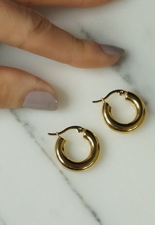 STAINLESS STEEL POLISHED MINI GOLD LUXE HOOPS