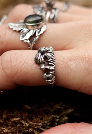FUNGI FOREST MUSHROOM STERLING SILVER RING