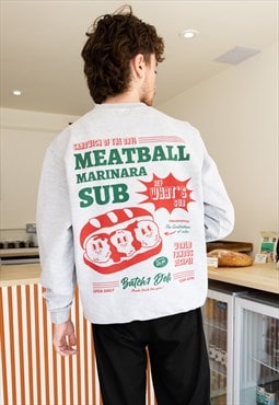 Meatball Marinara Sub Unisex Graphic Sweatshirt In Grey