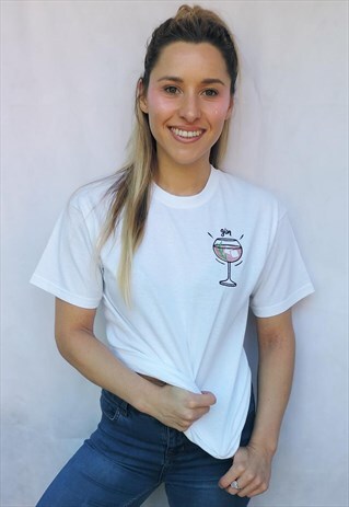 EMBROIDERED UNISEX PINK G&T TSHIRT