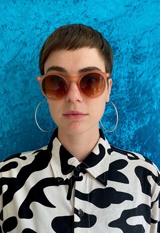 ROUND SUNGLASSES WITH MATTE FINISH - PEACH