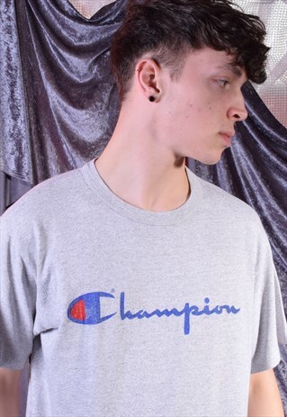 VINTAGE CHAMPION GREY PRINTED TEE