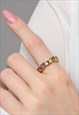 WOMEN'S BAGUETTE RING WITH RAINBOW STONES - GOLD