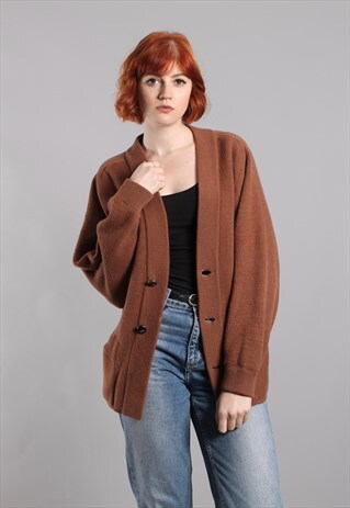 VINTAGE 60S RIBBED KNIT OVERSIZE CARDIGAN