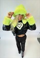 JUNGLECLUB PVC BOMBER JACKET WITH FAUX FUR COLLAR