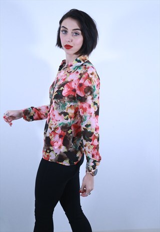 SHEER FLORAL PRINT BLOUSE