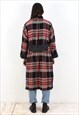 WOOL BLEND PLAID OVER COAT JACKET TARTAN CHECK CARDIGAN TOP