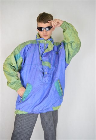 VINTAGE MULTICOLOUR 1/4 ZIP RAVE SKI PUFFER JACKET
