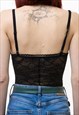 90S VINTAGE WOLFORD BLACK LACE BODY LINGERIE SET TOP 5038