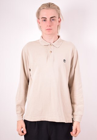 TIMBERLAND MENS VINTAGE POLO SHIRT LONG SLEEVE MEDIUM 90S