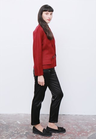 VINTAGE 80'S BLACK AND RED ITALIAN STRIPE WOOL JACKET