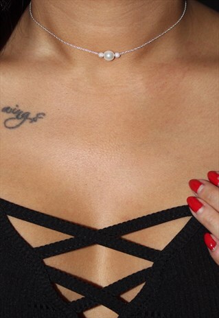 "ARI" CHOKER 925 STERLING SILVER IN WHITE