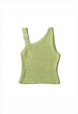Vintage Y2K 00s vintage green knitted top with silver buckle