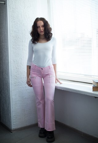 VINTAGE 90'S PINK LOW WAISTED TROUSERS