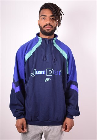 NIKE MENS VINTAGE SWEATSHIRT JUMPER 2XL NAVY BLUE 90S