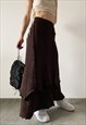  VINTAGE Y2K 00S KNITTED MAXI SKIRT IN BROWN 