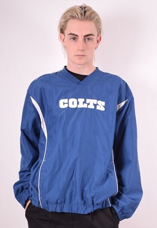 NFL MENS VINTAGE GOLTS PULLOVER TRACKSUIT TOP LARGE BLUE 90S